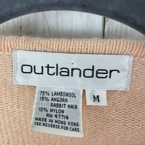 Vtg Outlander Sweater Sz L Wool Angora Blend Sequin Beaded Peach - Golden Girls - Picture 2 of 10